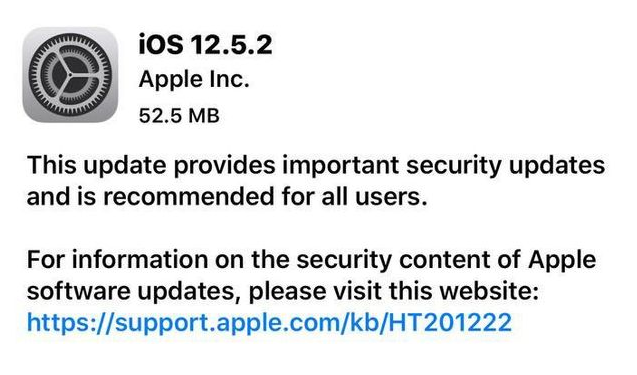 乌达苹果手机维修分享iOS12.5.2发布，建议所有老苹果用户安装 
